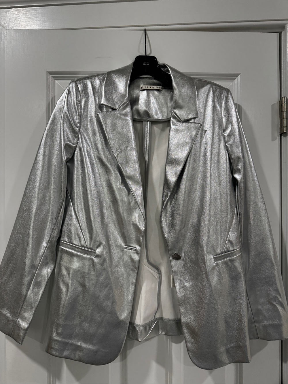 Alice + Olivia Metallic Silver Blazer